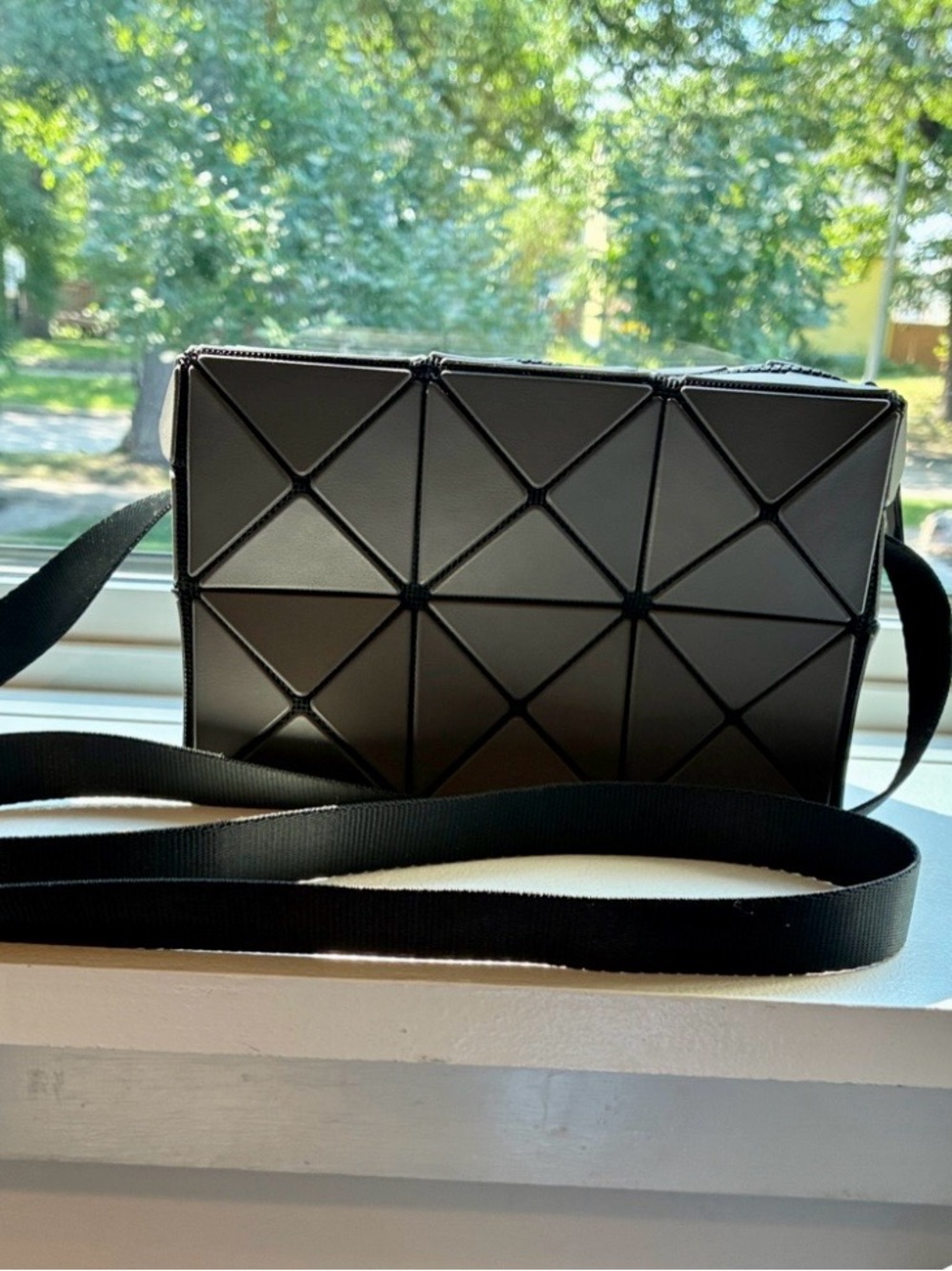 Unbranded Geometric Matte Grey Boxy Crossbody Bag - Origami Style.